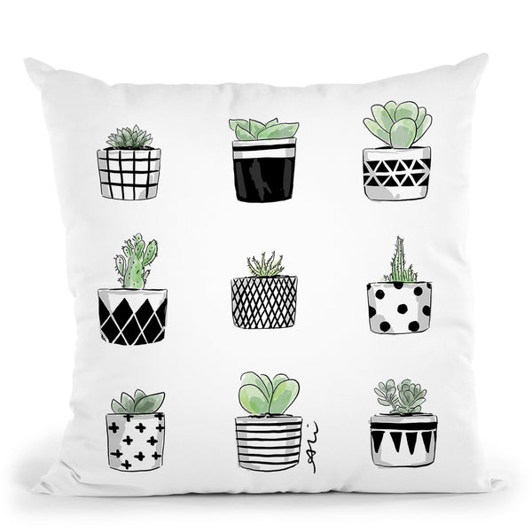 Pattern Succulents Throw Pillow By Alison Gordon