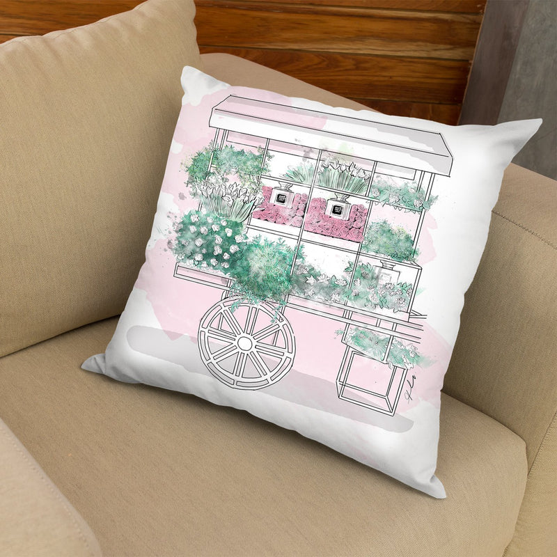 Flower Beauty Cart Throw Pillow By Alison Gordon