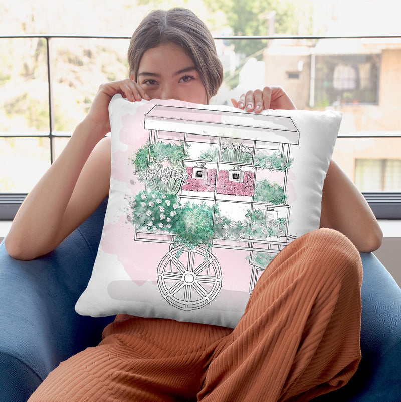 Flower Beauty Cart Throw Pillow By Alison Gordon