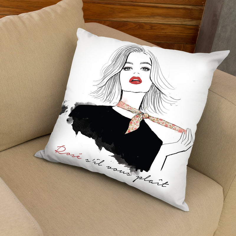 Rose Sil Vous Plait Throw Pillow By Alison Gordon