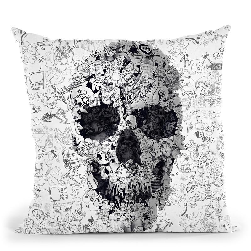 Doodle S Bw Throw Pillow By Ali Gulec