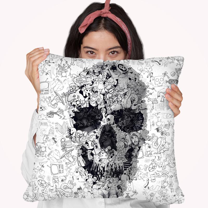 Doodle S Bw Throw Pillow By Ali Gulec