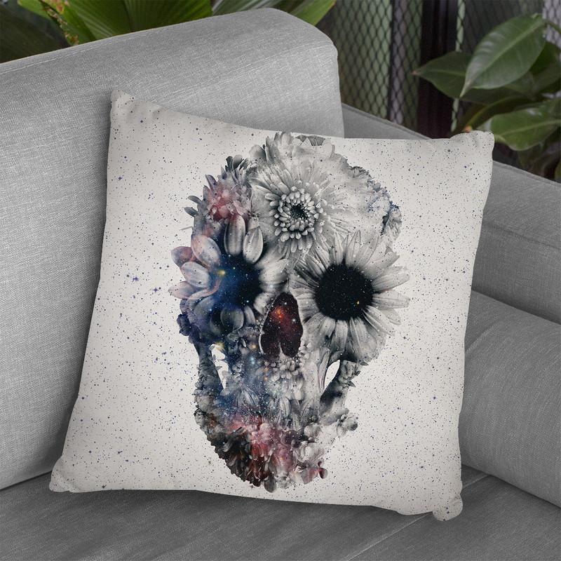 Floral Skull 2 Sq Throw Pillow By Ali Gulec