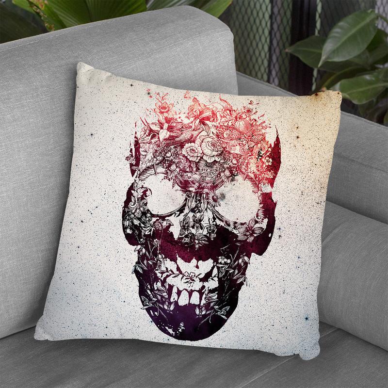 Floral Skull Sq Throw Pillow By Ali Gulec