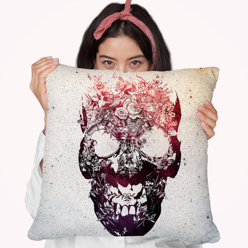 Floral Skull Sq Throw Pillow By Ali Gulec