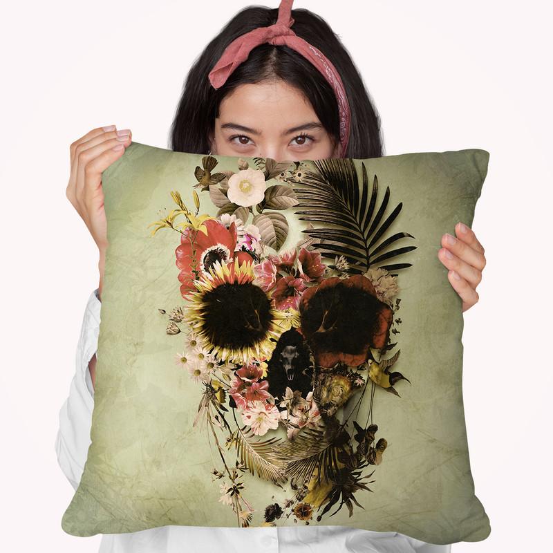 Garden Skull Light Sq Throw Pillow By Ali Gulec
