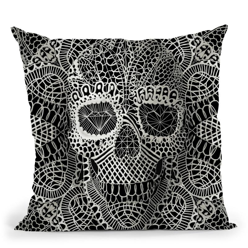 Lace Skull Throw Pillow By Ali Gulec