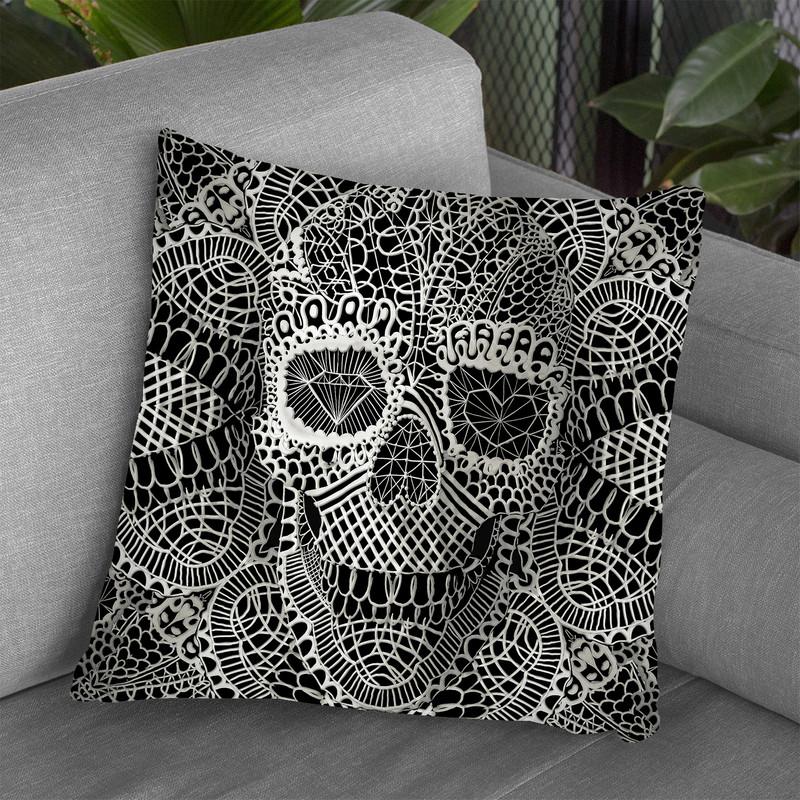 Lace Skull Throw Pillow By Ali Gulec