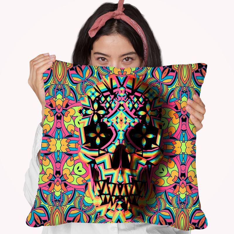 Skull Geo S3S Throw Pillow By Ali Gulec