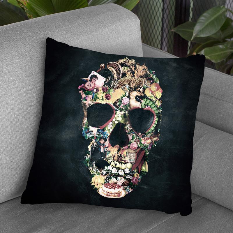 Vintage Skull Sq Throw Pillow By Ali Gulec