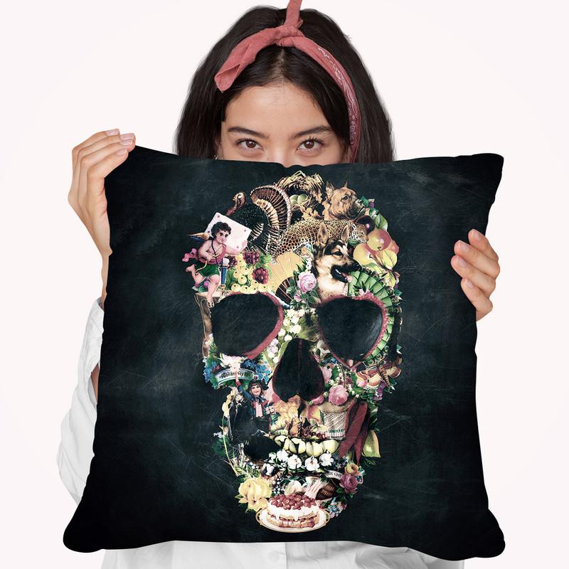 Vintage Skull Sq Throw Pillow By Ali Gulec