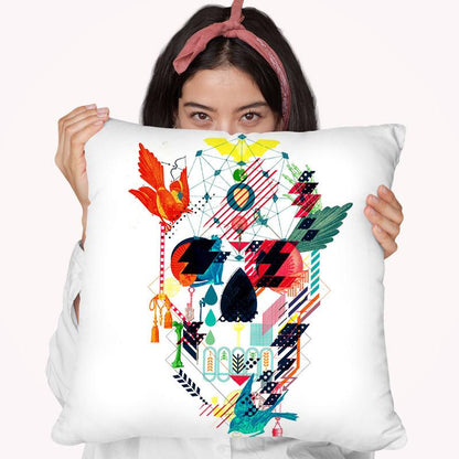 Abstract Skull Throw Pillow By Ali Gulec