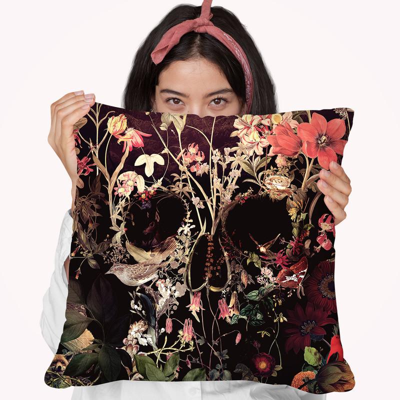 Bloom Skull Throw Pillow By Ali Gulec
