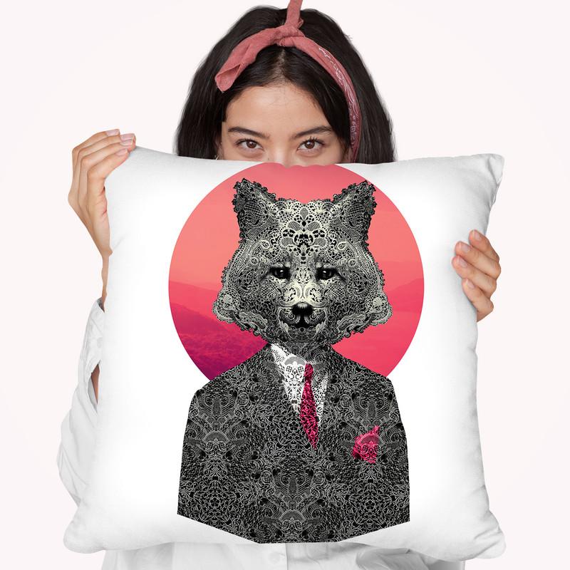 Fox Sticker Throw Pillow By Ali Gulec