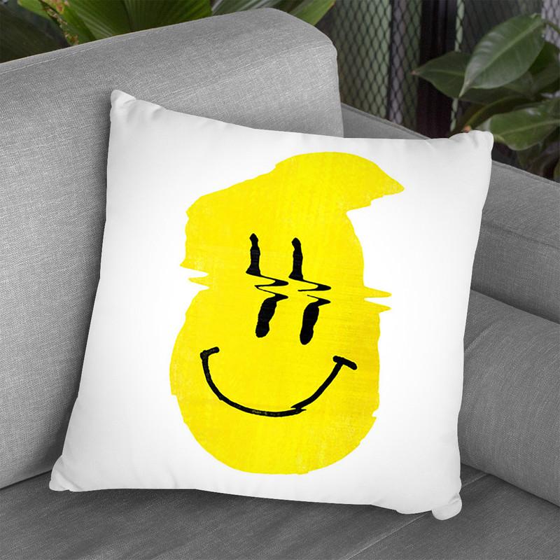 Glitch Smiley Throw Pillow By Ali Gulec