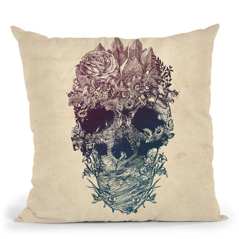 Skull Floral Throw Pillow By Ali Gulec
