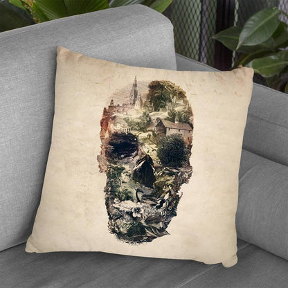 Skull Town Throw Pillow By Ali Gulec