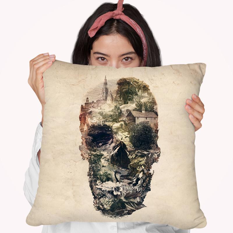 Skull Town Throw Pillow By Ali Gulec