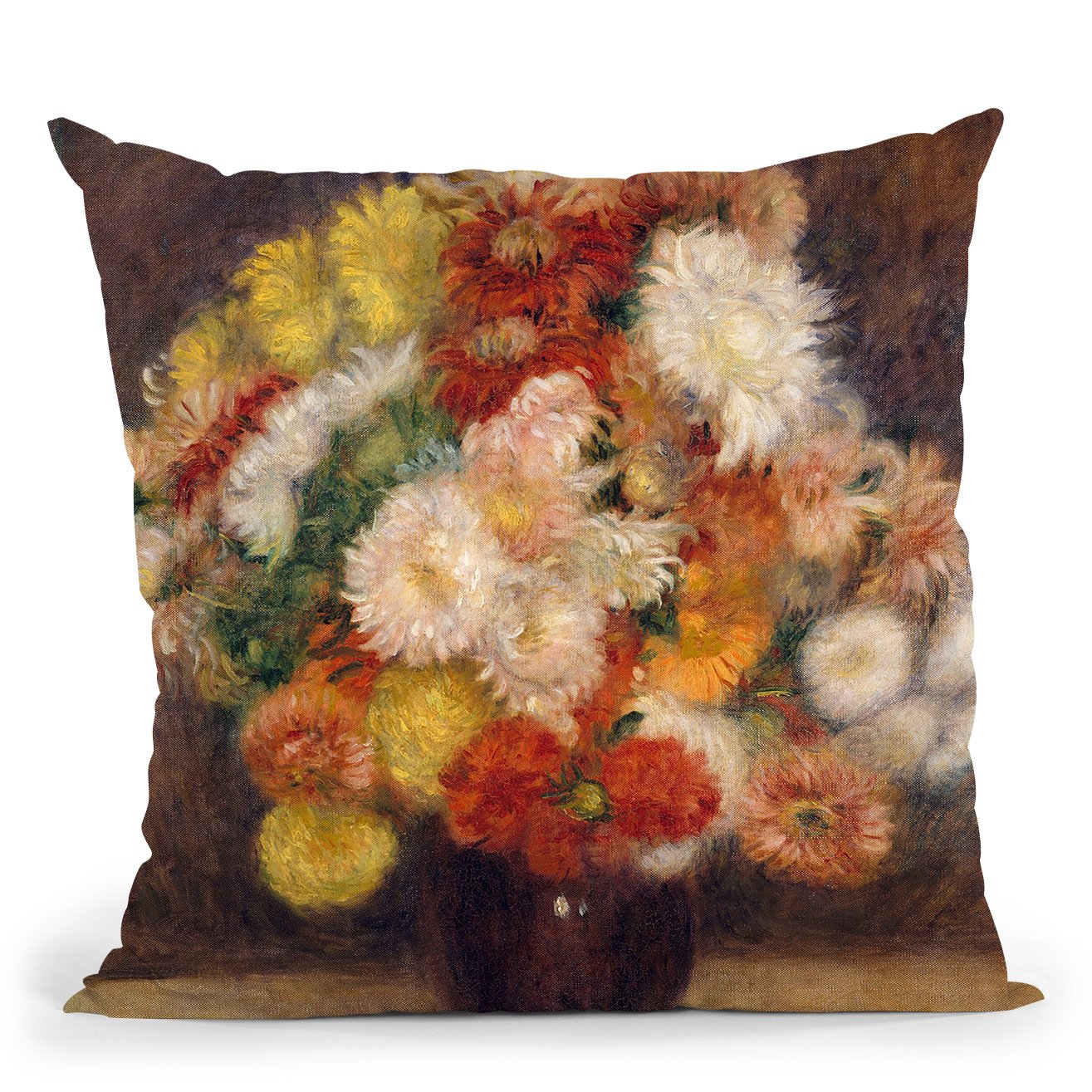 Bouquet Of Chrysanthemums Throw Pillow By Auguste Renoir