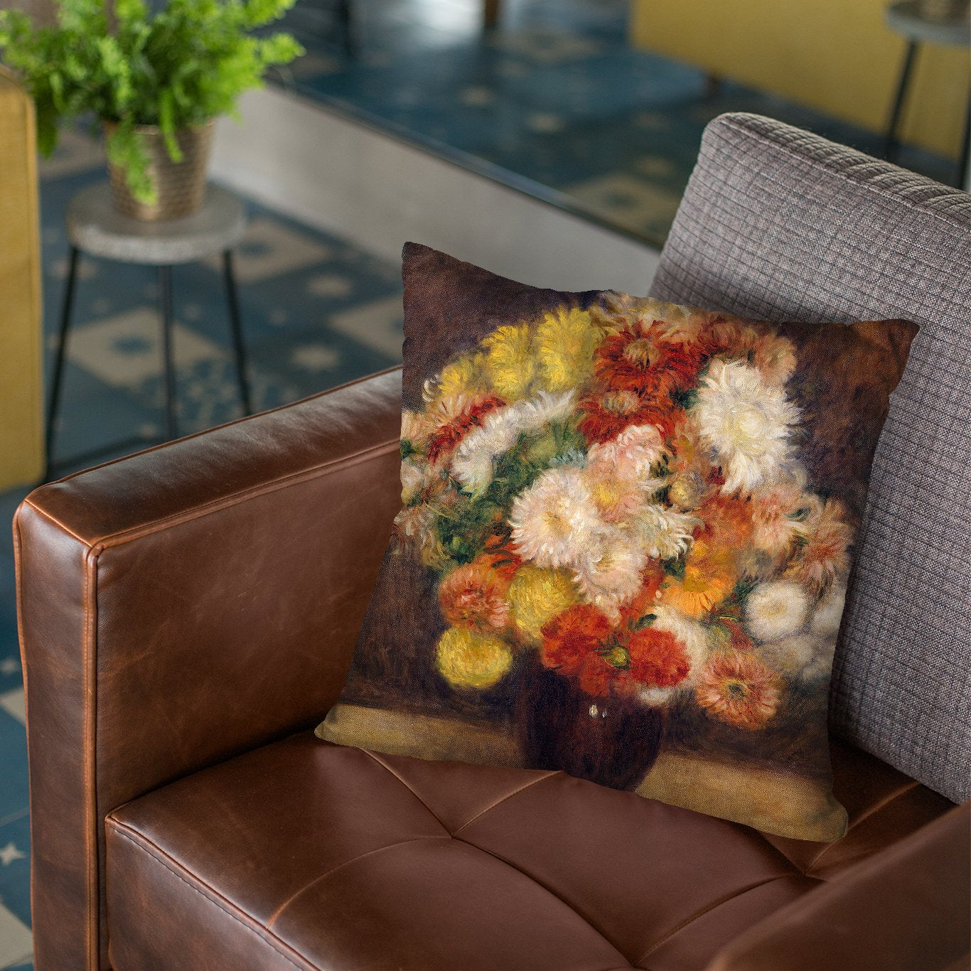 Bouquet Of Chrysanthemums Throw Pillow By Auguste Renoir