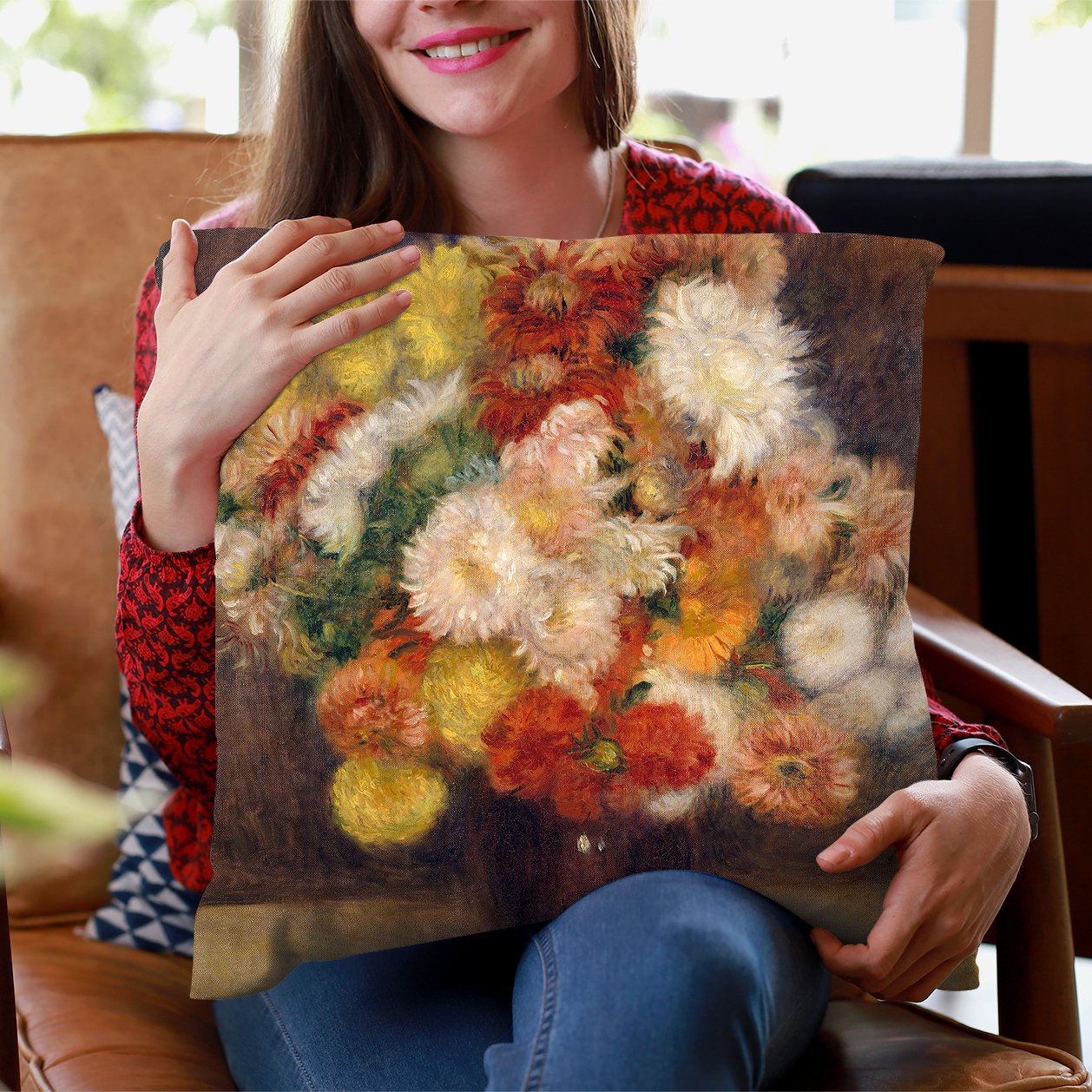 Bouquet Of Chrysanthemums Throw Pillow By Auguste Renoir