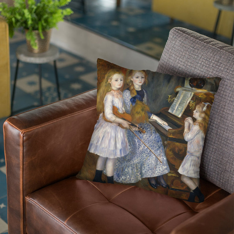 The Daughters Of Catulle Mend�s, Huguette Throw Pillow By Auguste Renoir