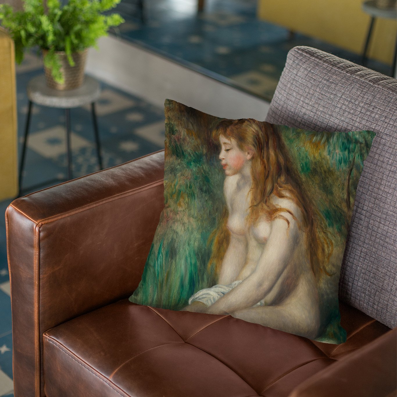 Young Girl Bathing Throw Pillow By Auguste Renoir