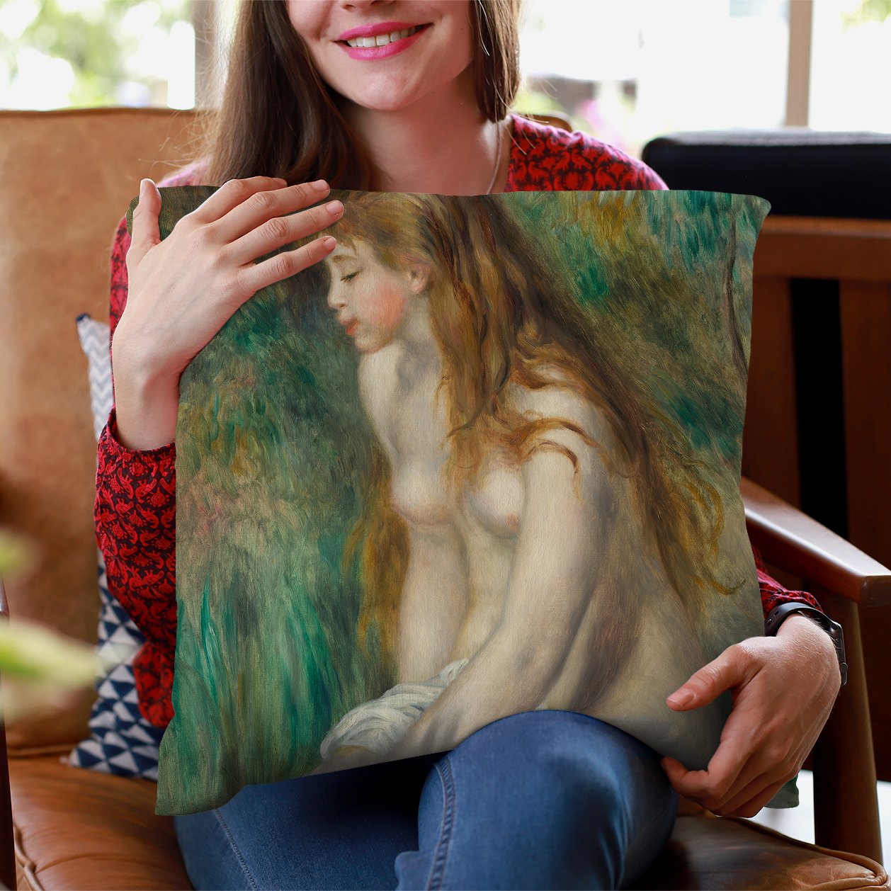 Young Girl Bathing Throw Pillow By Auguste Renoir