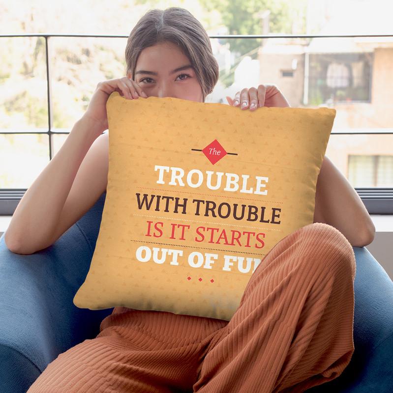 Fun Trouble Throw Pillow By American Flat - All About Vibe