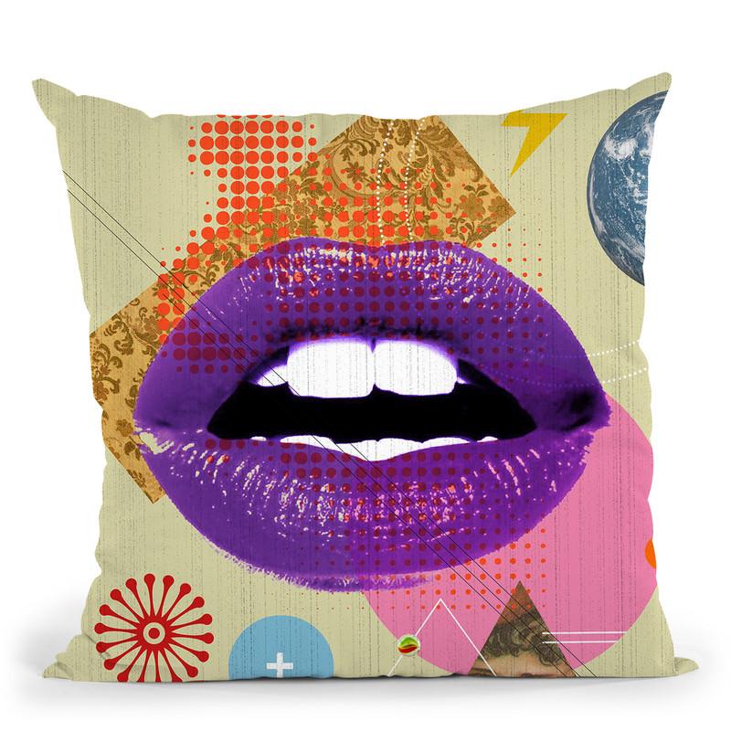 Retro Kiss Throw Pillow By Elo Marc - All About Vibe