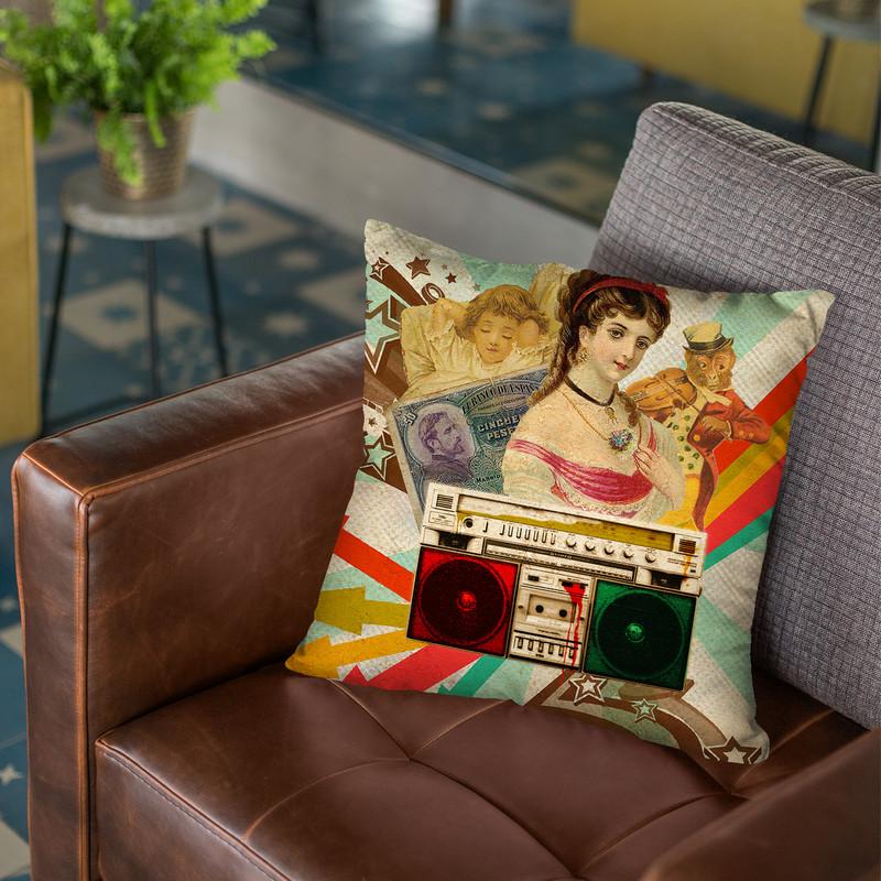 Retro Radio Throw Pillow By Elo Marc - All About Vibe