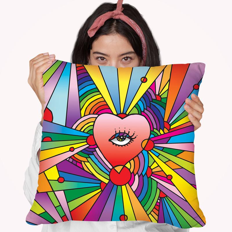 Heart Eye Pop Throw Pillow By Howie Green - All About Vibe