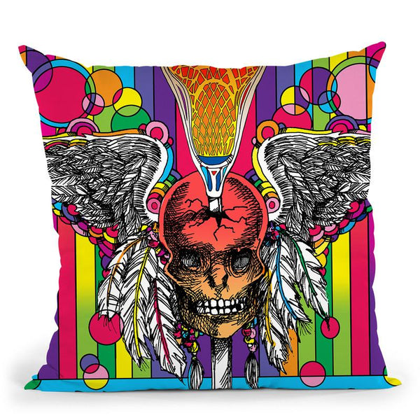 Lacrosse Skull Throw Pillow By Howie Green - All About Vibe