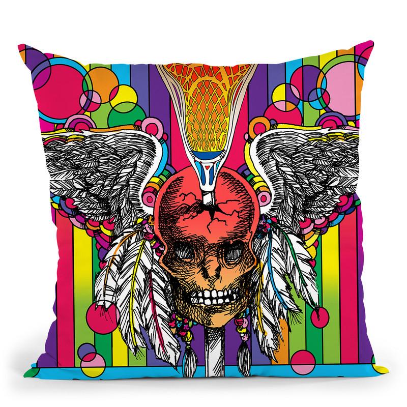 Lacrosse Skull Throw Pillow By Howie Green - All About Vibe