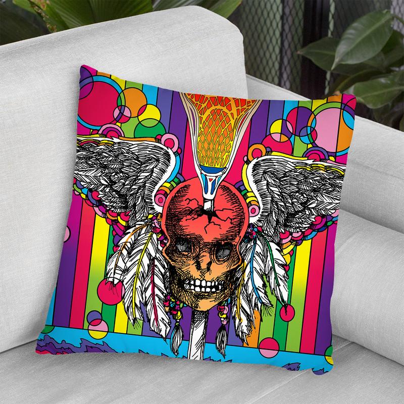 Lacrosse Skull Throw Pillow By Howie Green - All About Vibe
