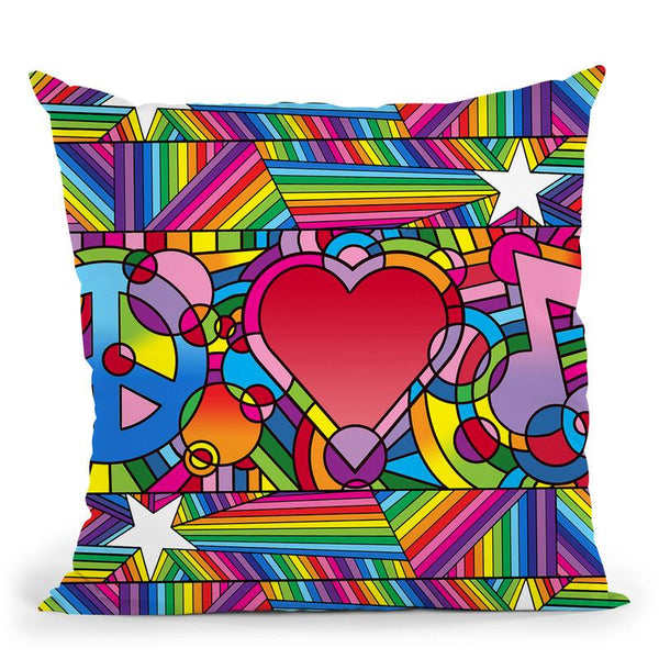 Peace Love Music D Throw Pillow By Howie Green - All About Vibe