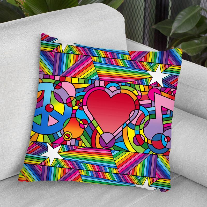 Peace Love Music D Throw Pillow By Howie Green - All About Vibe