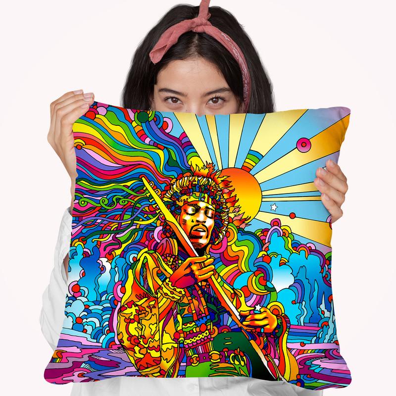 Jimi Color Throw Pillow By Howie Green - All About Vibe