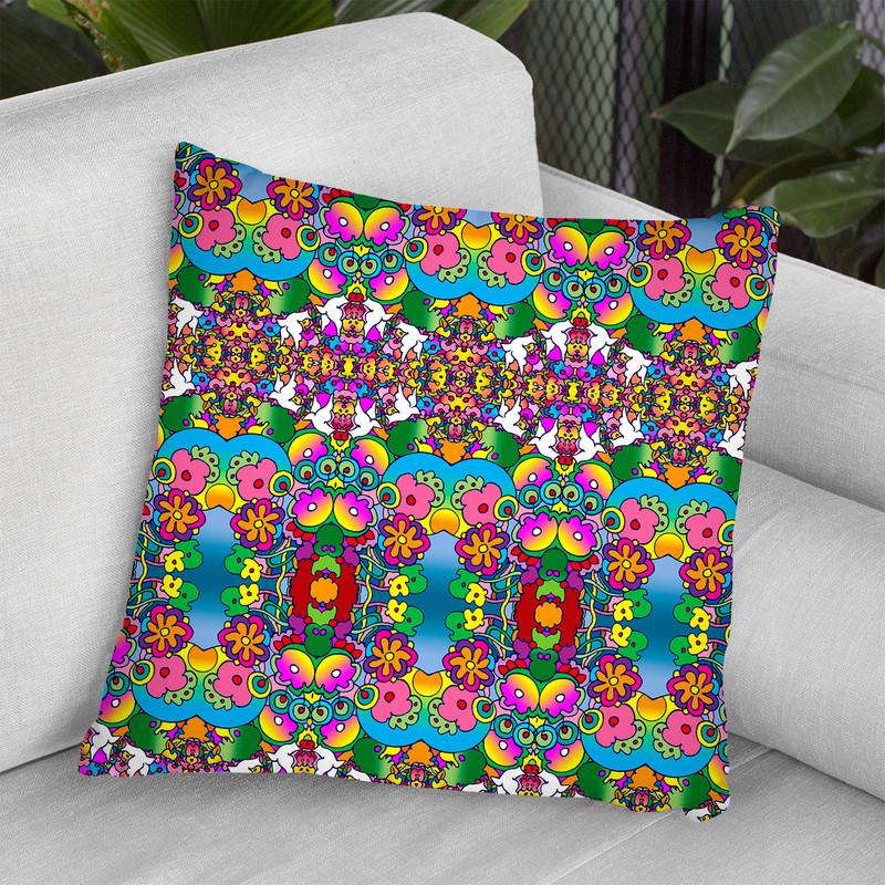 Doves And Flowers Throw Pillow By Howie Green - All About Vibe