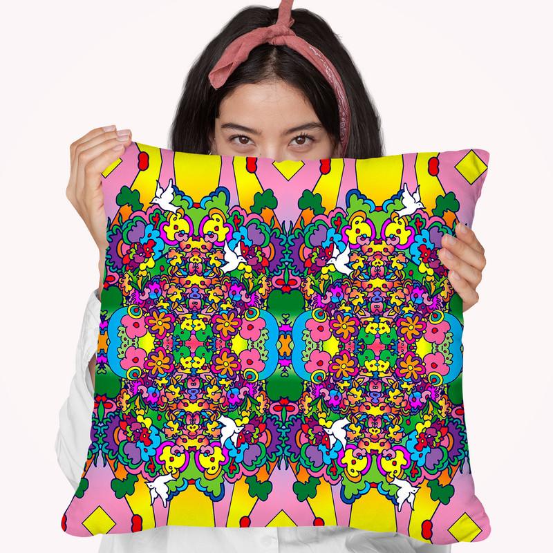 Flowers And Dove Throw Pillow By Howie Green - All About Vibe