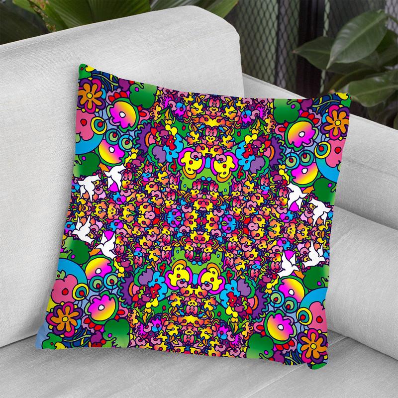 Flowers Kalidescope Throw Pillow By Howie Green - All About Vibe