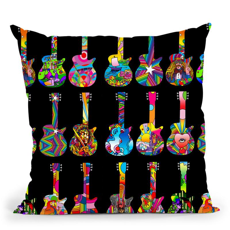 Pop Art Guitars Throw Pillow By Howie Green - All About Vibe