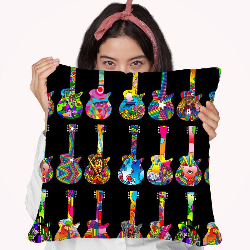 Pop Art Guitars Throw Pillow By Howie Green - All About Vibe
