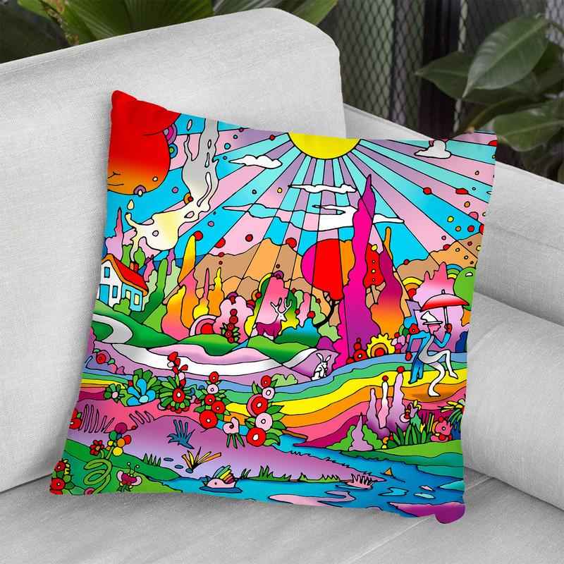Red Roof Cottage Landscape Throw Pillow By Howie Green - All About Vibe