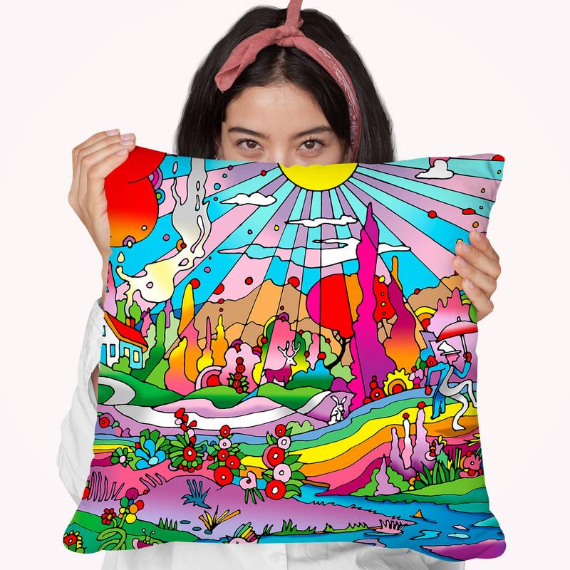 Red Roof Cottage Landscape Throw Pillow By Howie Green - All About Vibe