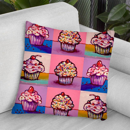 3 Cupcakes Throw Pillow By Howie Green - All About Vibe