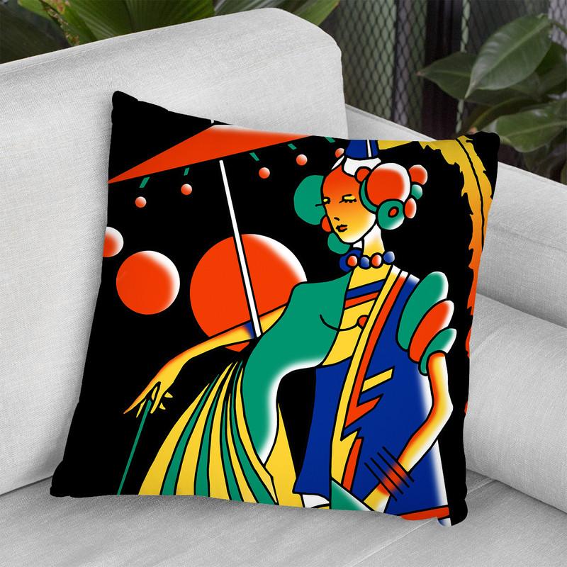 Art Deco Lady 4 Throw Pillow By Howie Green - All About Vibe