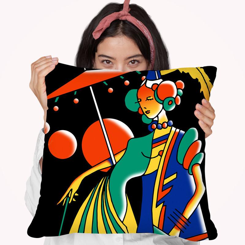 Art Deco Lady 4 Throw Pillow By Howie Green - All About Vibe
