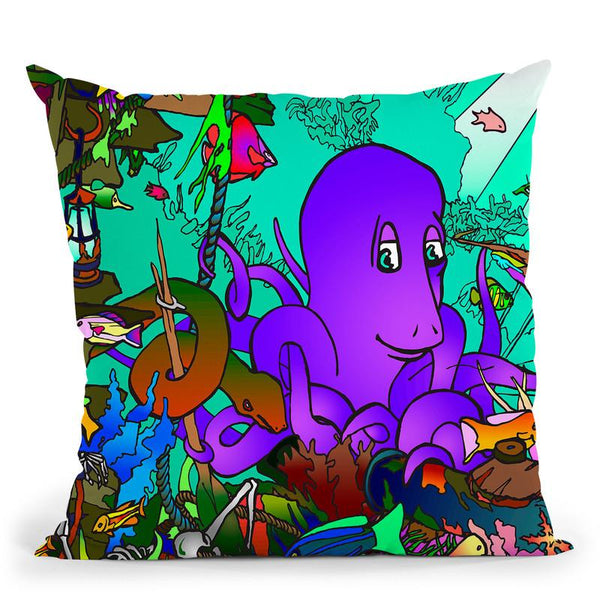 Underwater Octopus Throw Pillow By Howie Green - All About Vibe