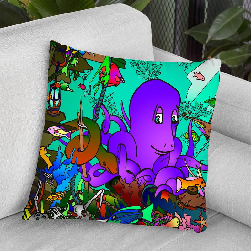 Underwater Octopus Throw Pillow By Howie Green - All About Vibe